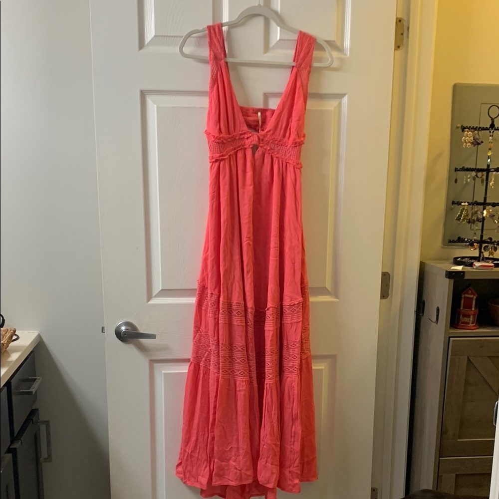 Free-people Coral Paradise  Maxi Dress